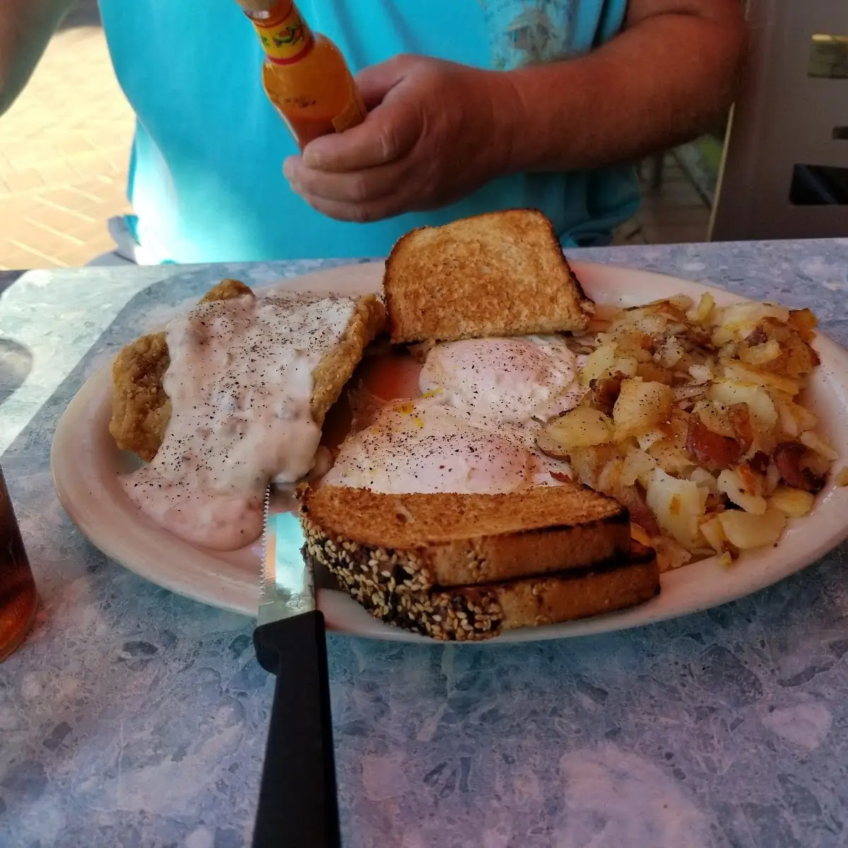 Eggs over Easy with Country Fried Steak