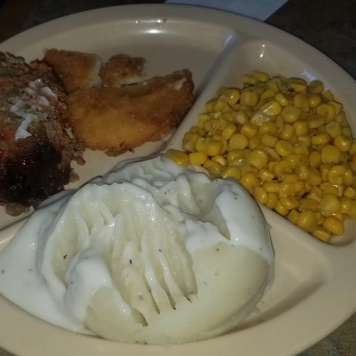 Meatloaf Special with Corn and Mashed Potatoes