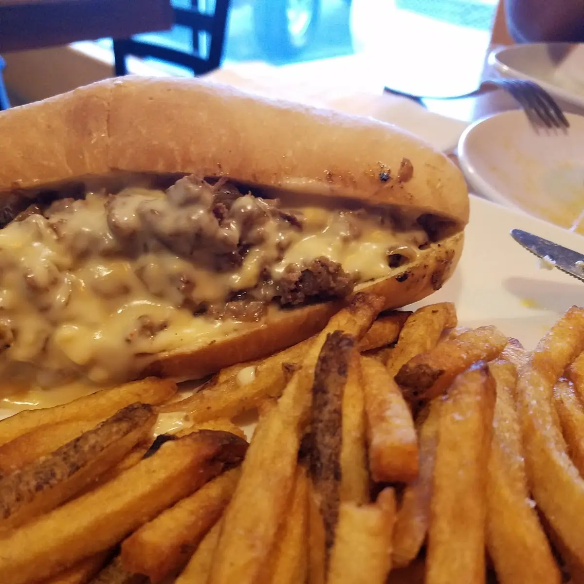Philly Cheese Steak Sandwich with Fries