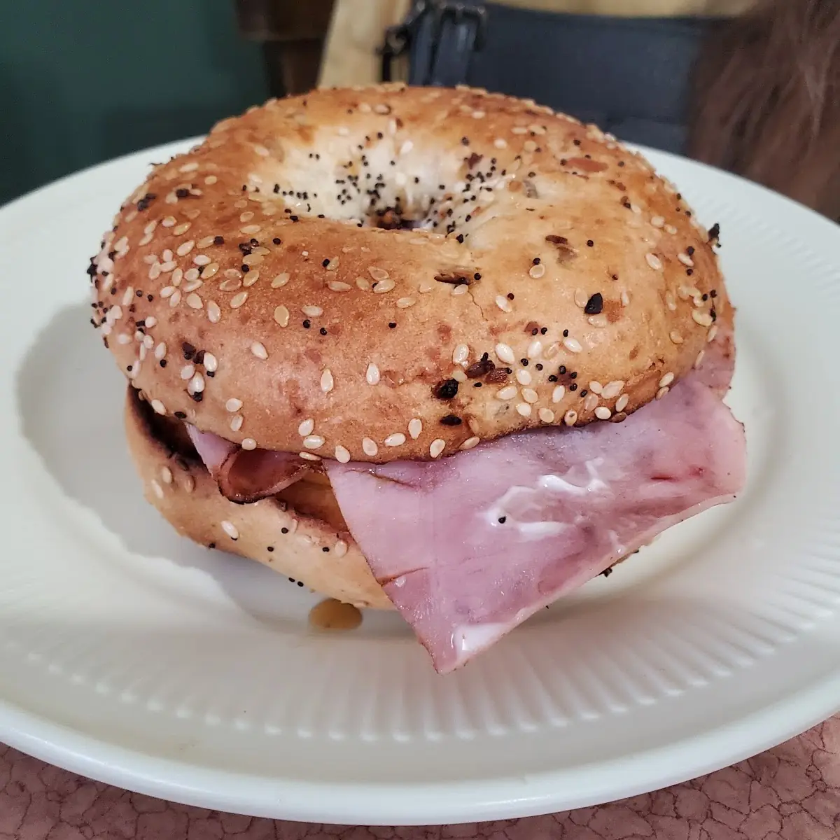 Ham Egg and Cheese Bagel