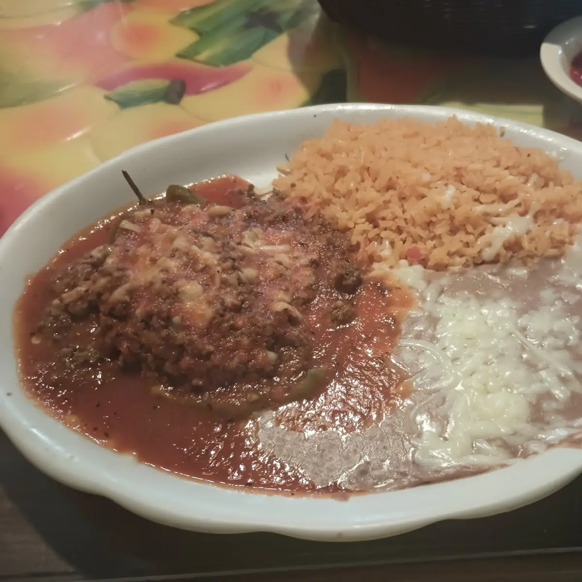 Chili Relleno Beans Rice