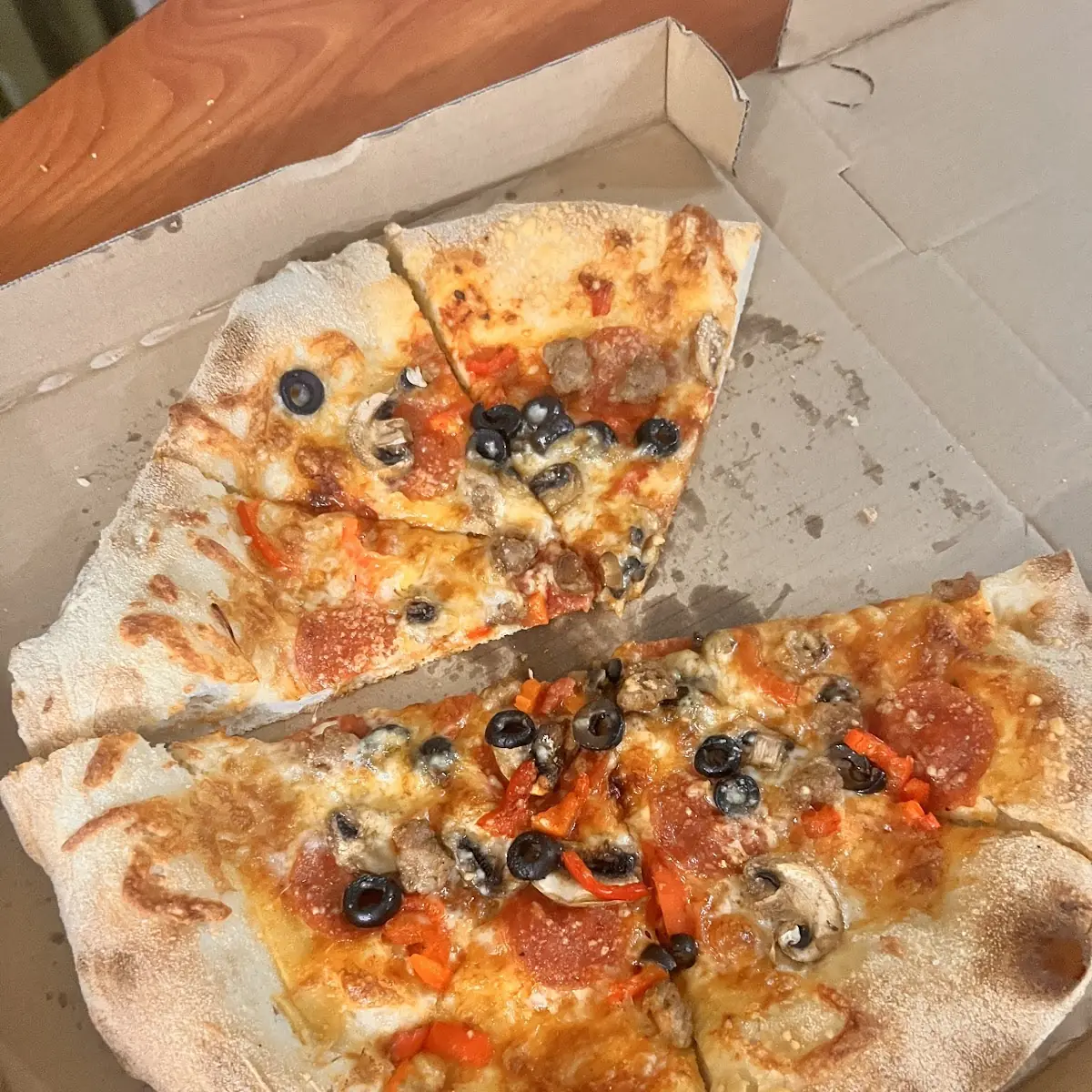 Half Buffalo Chicken Half Supreme Pizza