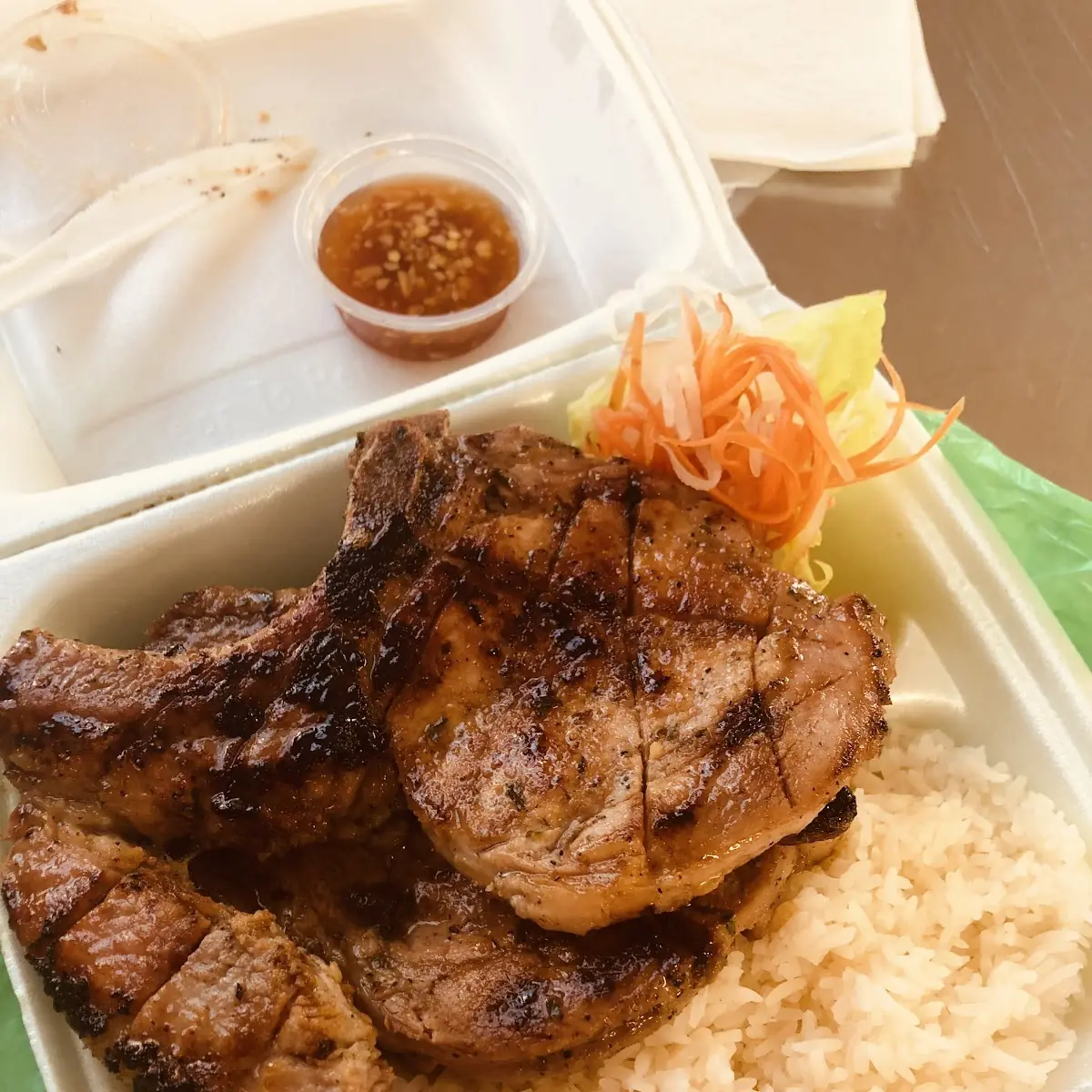 Pork Chops Rice and Pickled Veg