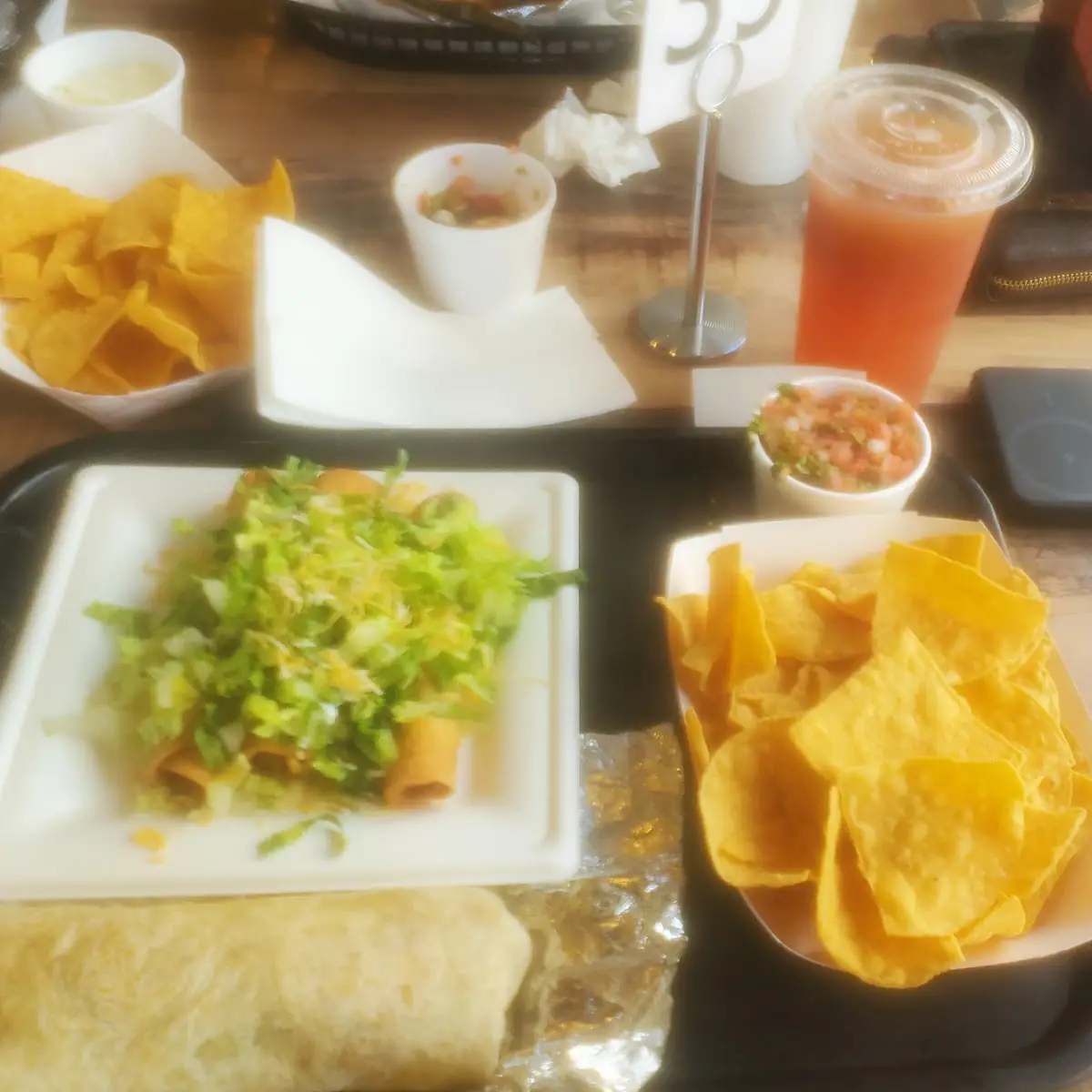 Chicken Burrito and Chips and Salsa