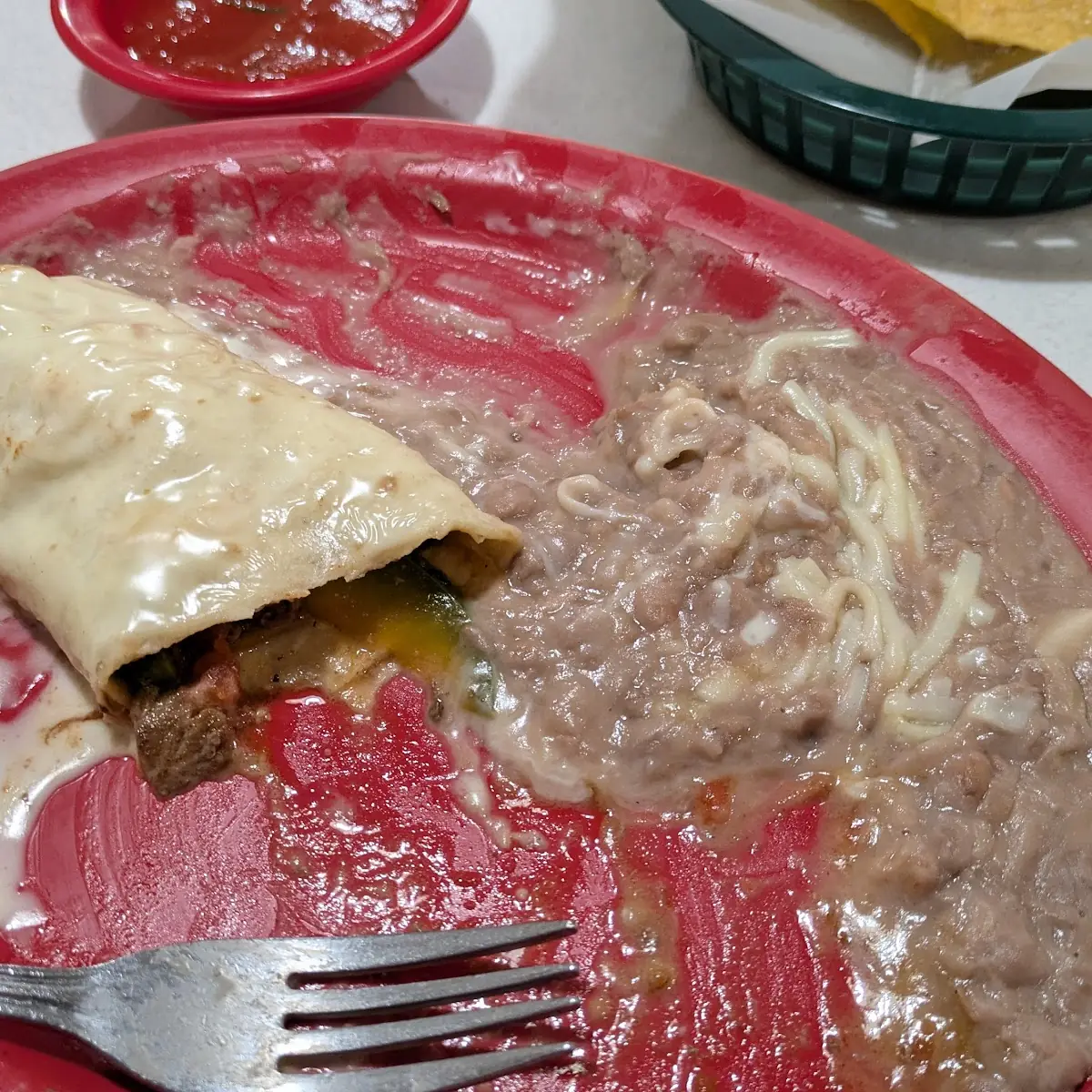 Fajita Burrito with Refried Beans