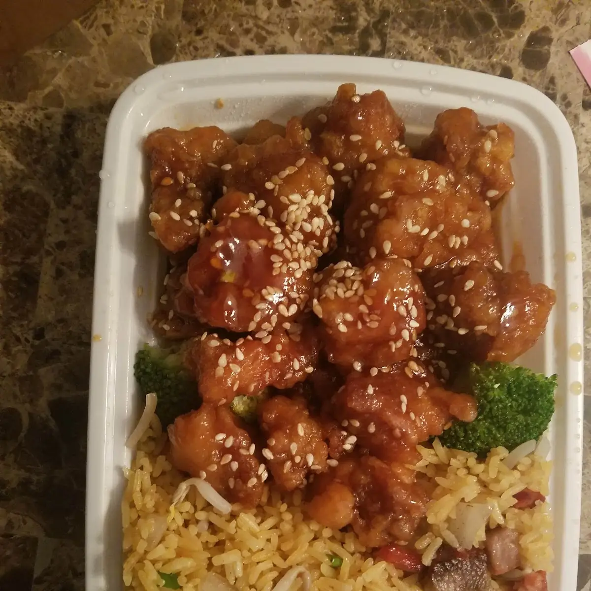 Sesame Chicken Pork Fried Rice