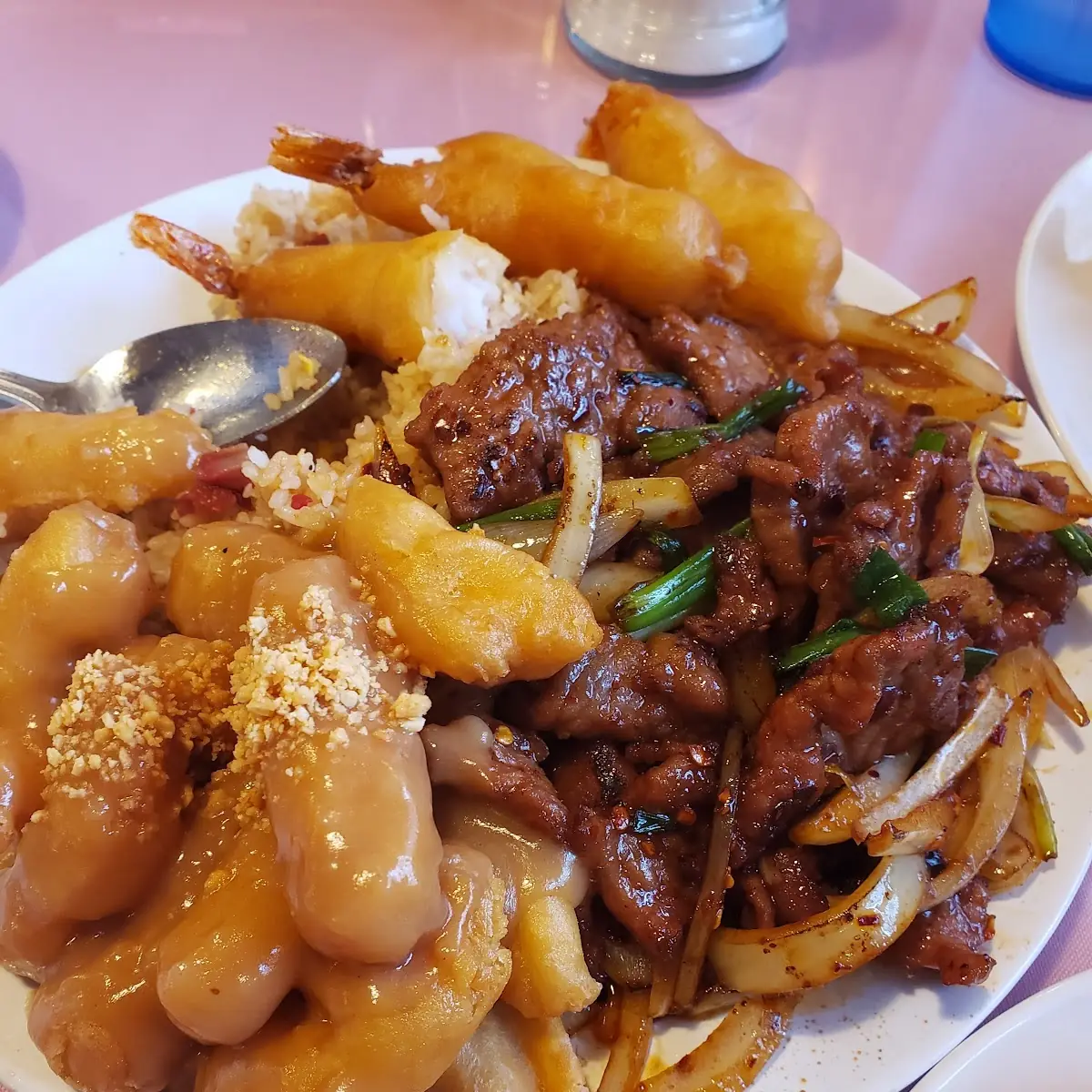 3 Cashew Chicken Mongolian Beef Fried Shrimp