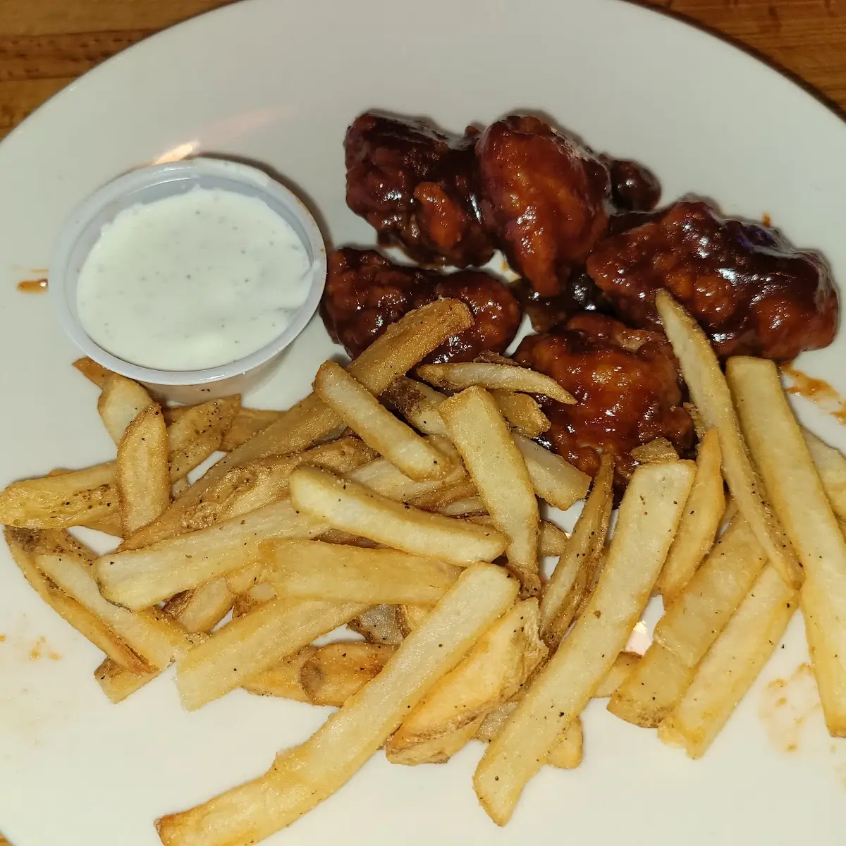 Boneless Chicken Wings and Fries