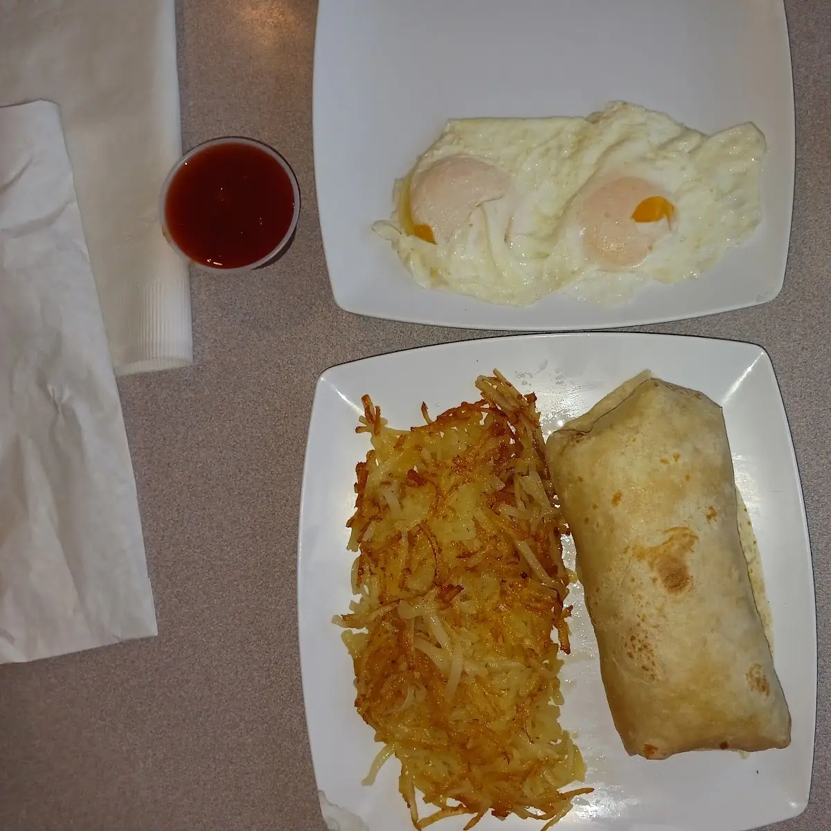 Burrito Hash Browns and 2 Eggs