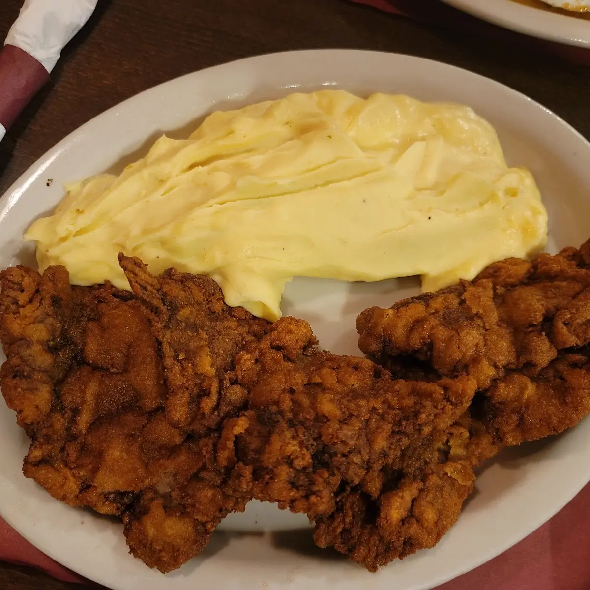 Breaded Steak and Mashed Potatoes