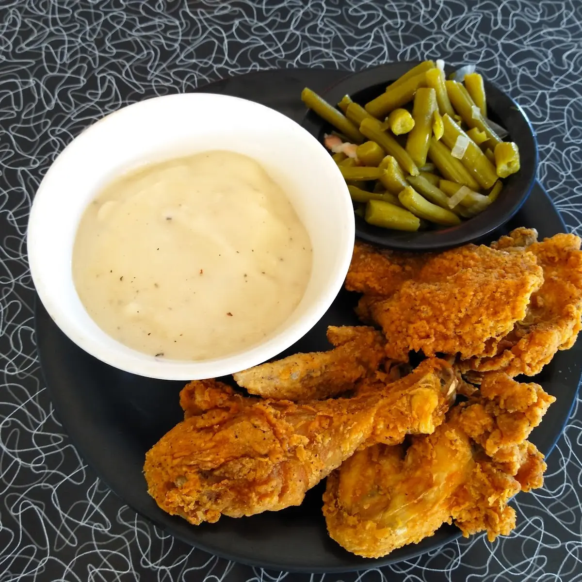 Fried Chicken and Mashed Potatoes and Gravy