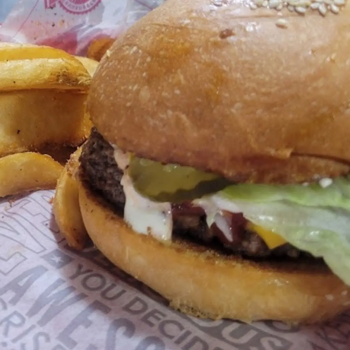 Bacon Cheddar Burger and Fries