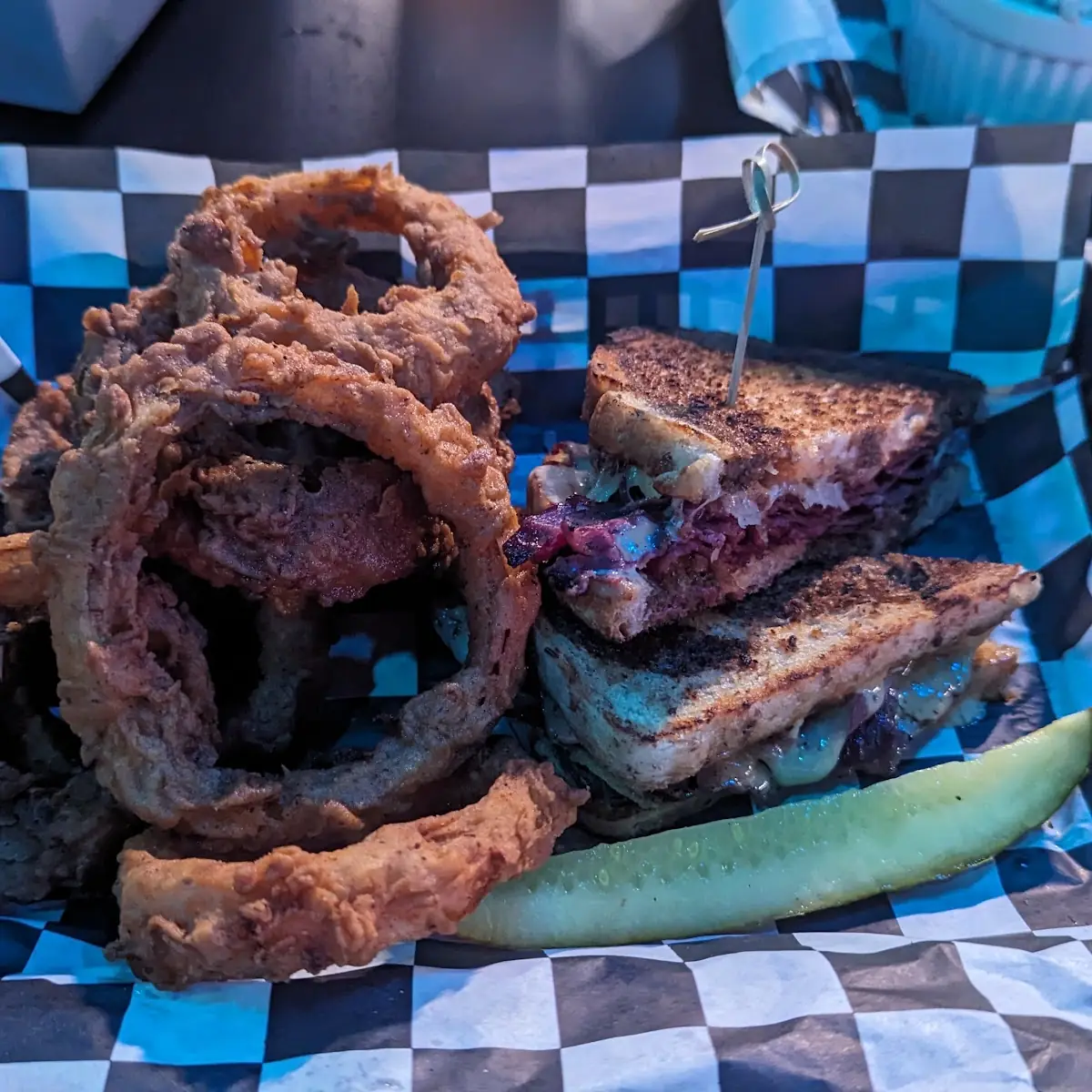 Ruben and Onion Rings