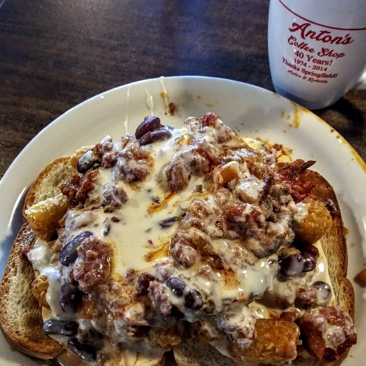 Open Faced Chili Cheeseburger