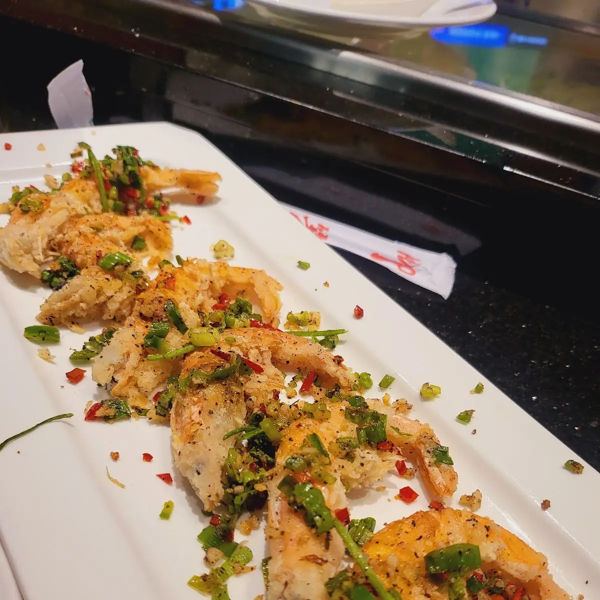 Alaskan King Crab Tempera with Red Onion and Jalapeno