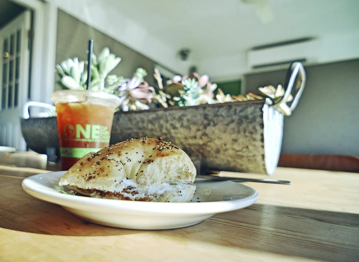 Iced Coffee & Bagel with Cream Cheese
