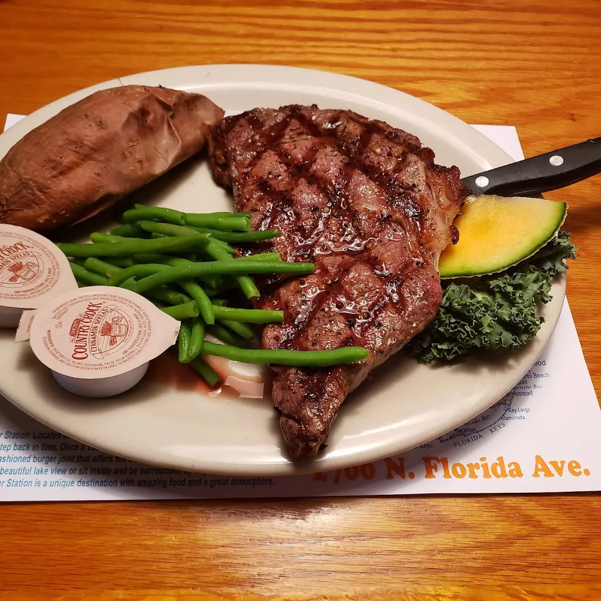 NY Strip with Corn and Baked Potato