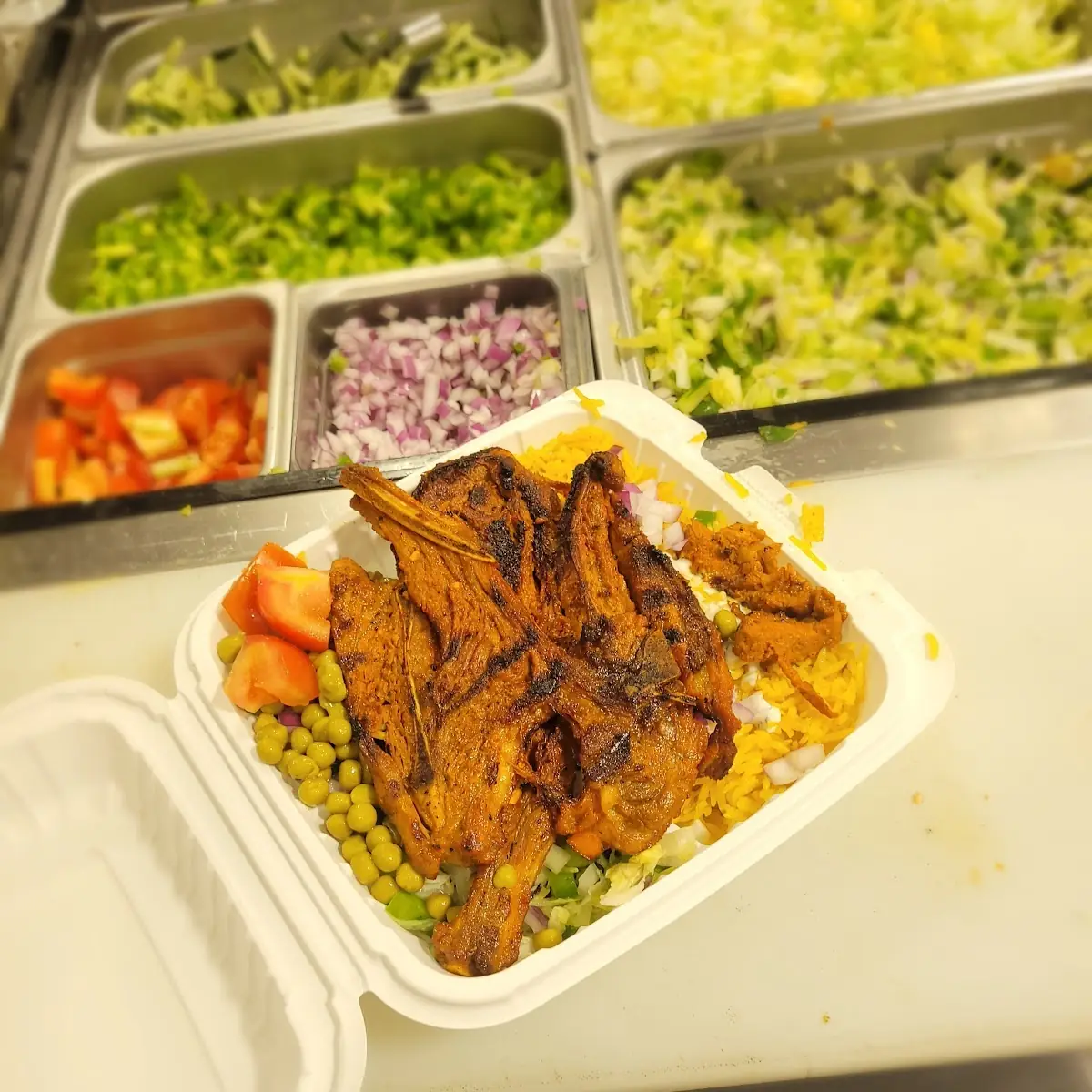 Lamb Chops over Rice