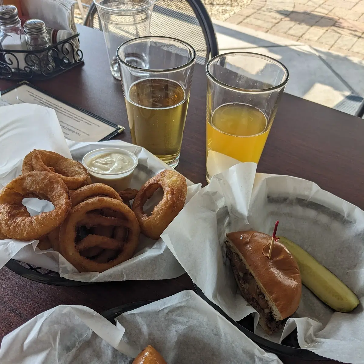 Tavern Burger and Onion Rings
