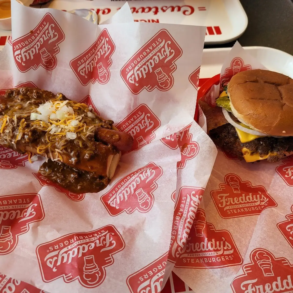 Double Bacon Burger Chilli Cheese Dog