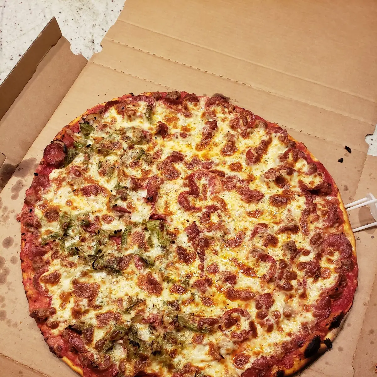 Thin Pepperoni and Sausage Pizza