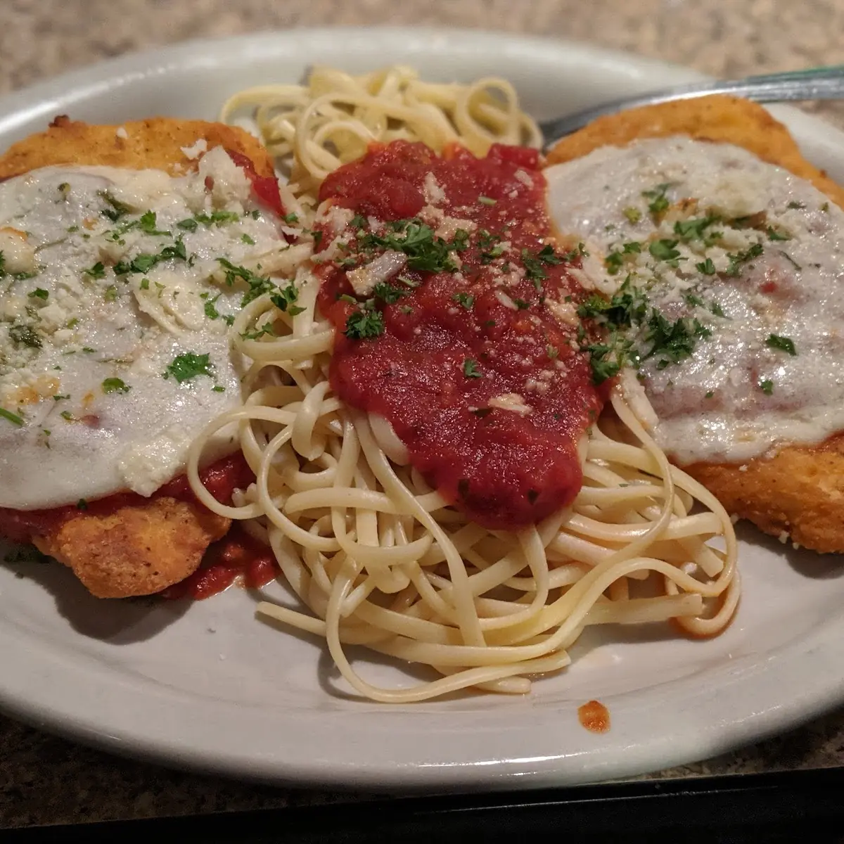 Chicken Parmesan with Linguini Noodles