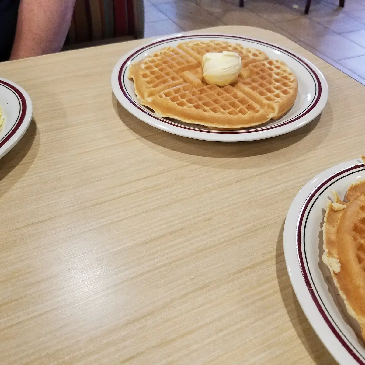 Waffle and Strawberry Waffle with Eggs and Toast