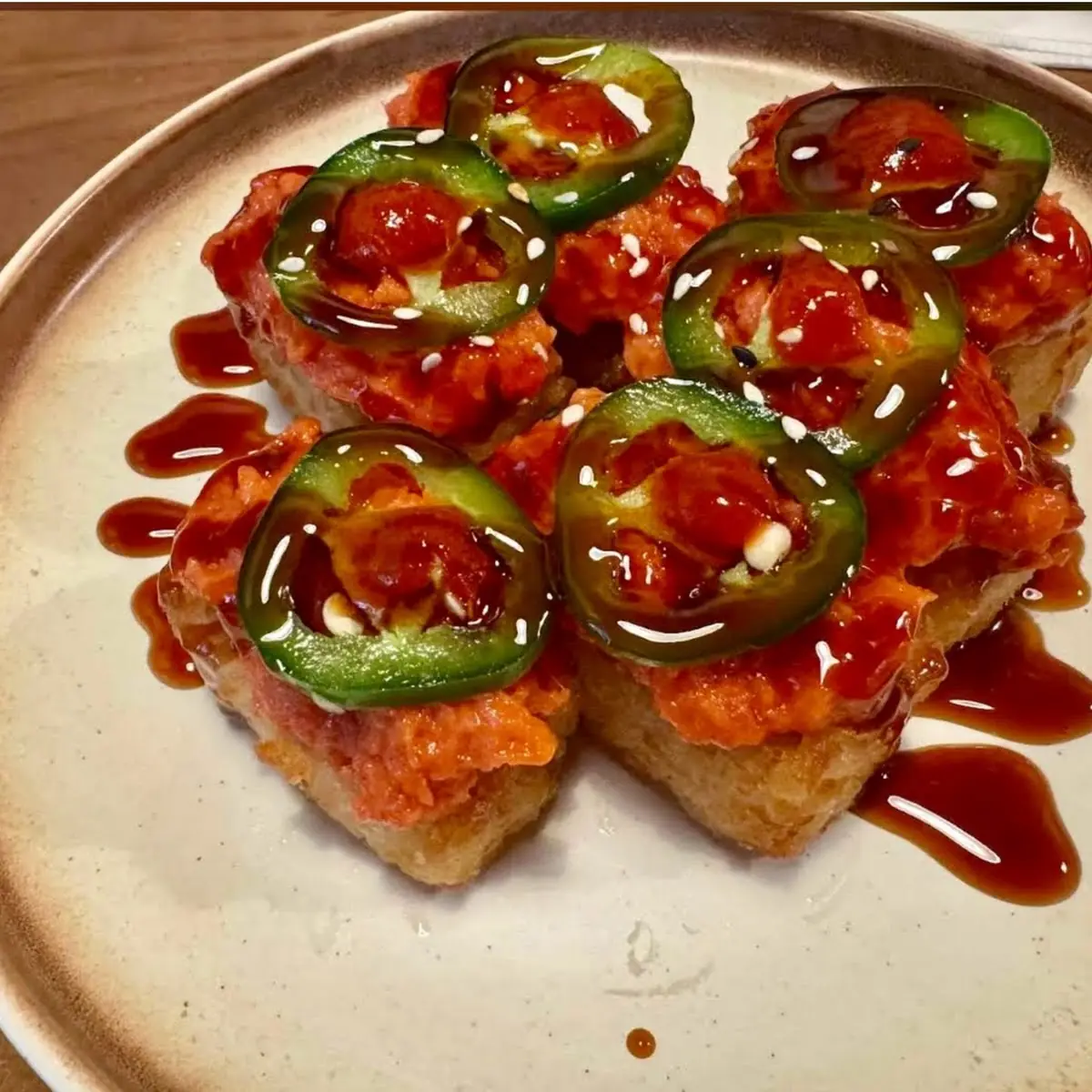 Spicy Salmon Jalapeño Rice Bites