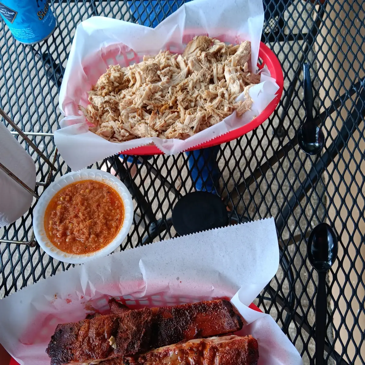Half Rack of Ribs Brunswick Stew Pulled Chicken