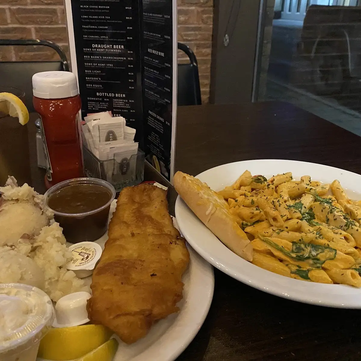 Chicken Alfredo Fish and Chips