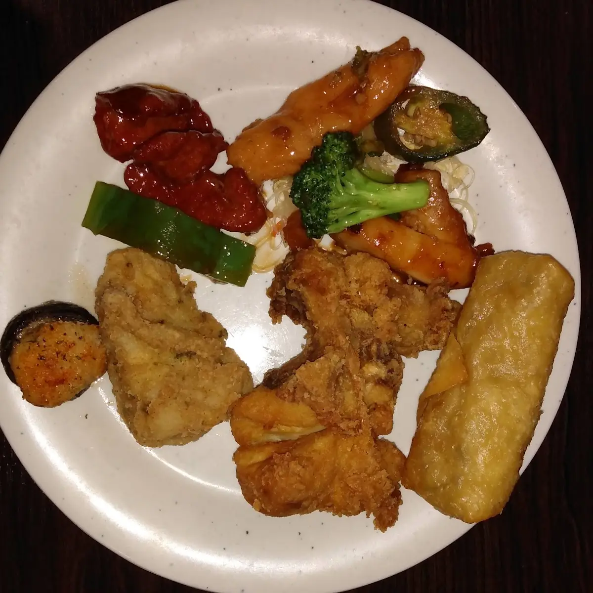Egg Roll Fried Chicken and Fish Broccoli and Chicken
