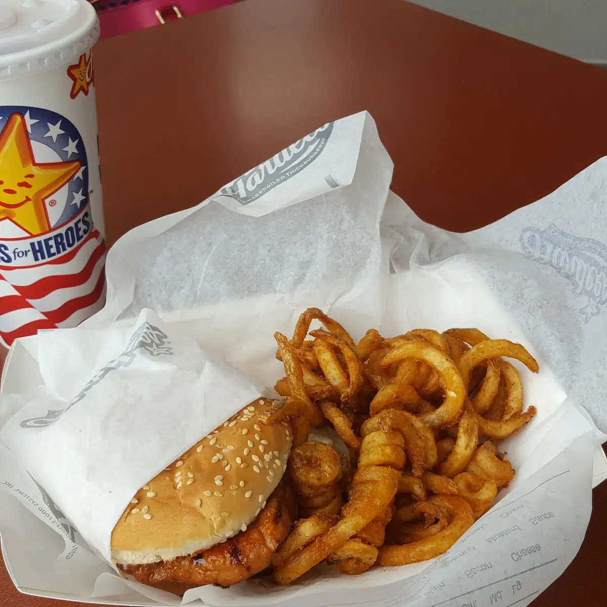 Chicken Sandwich and Curly Fries