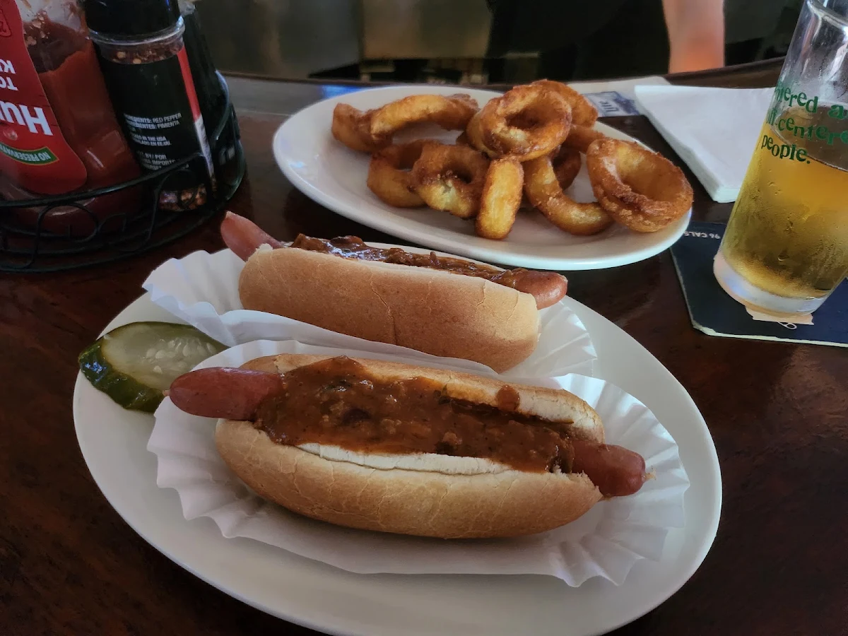 Chilli Dog with Onion Rings