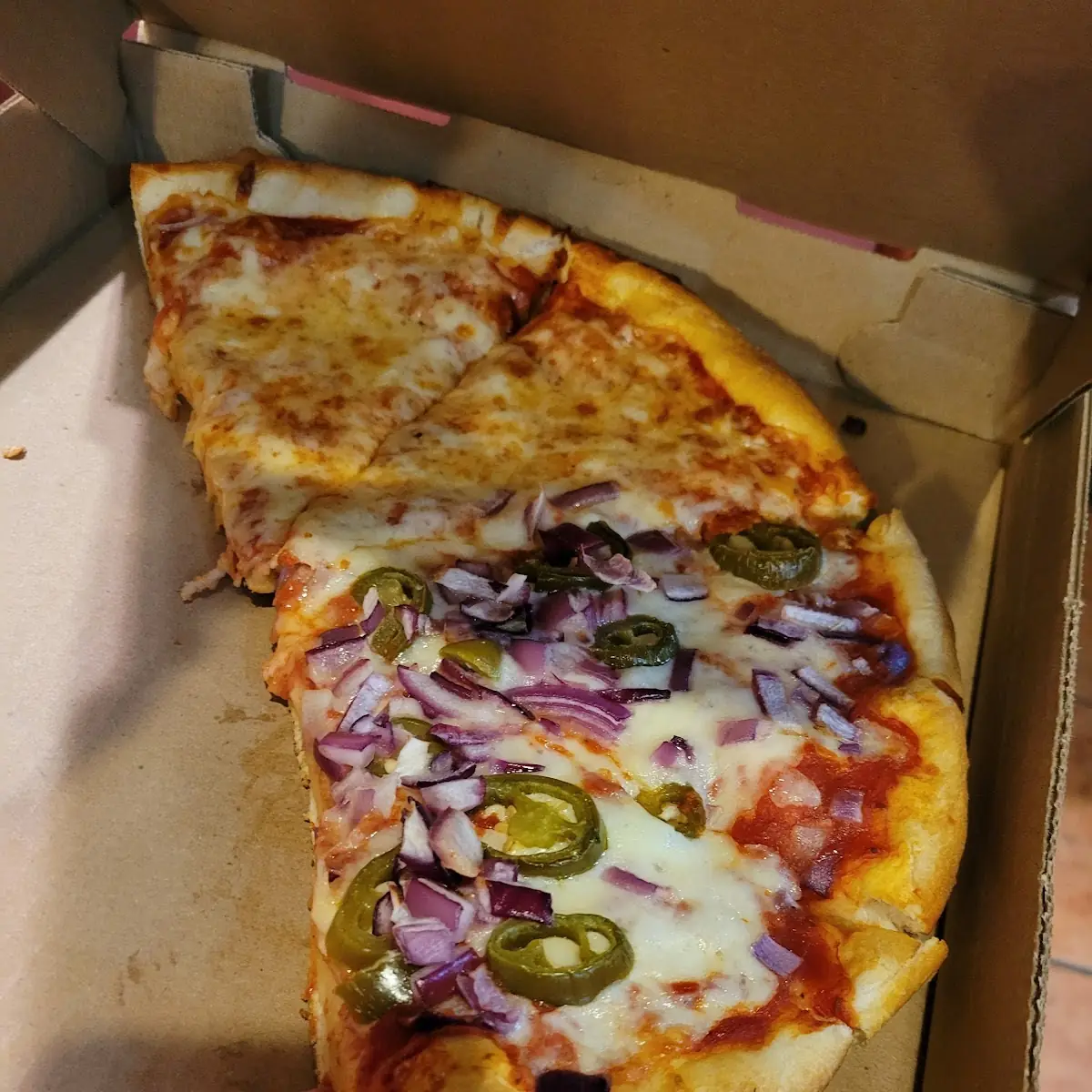 Deep Dish Half Cheese Half Jalapeno Peppers & Onions