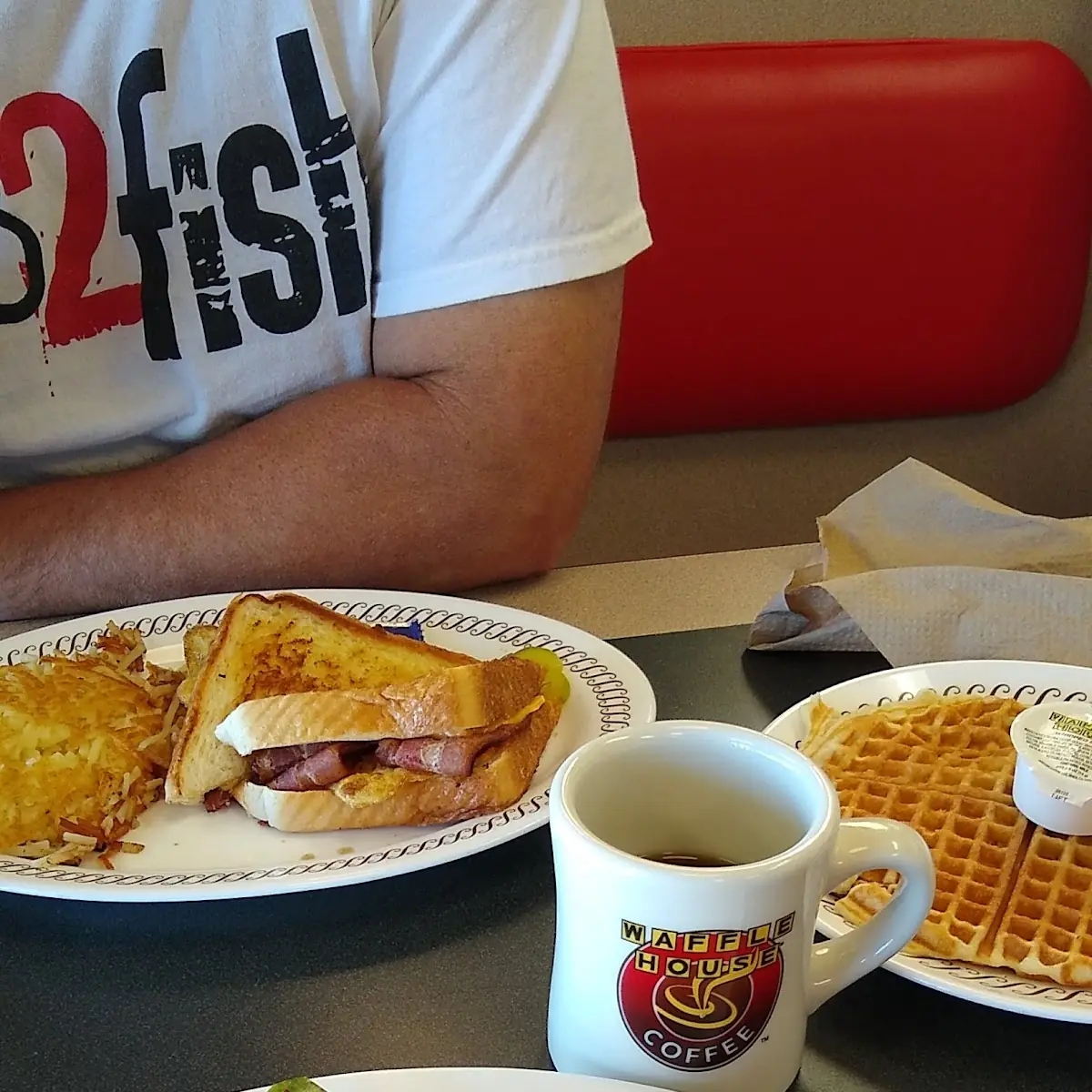 Cheese Omelet Hashbrowns Toast Waffle