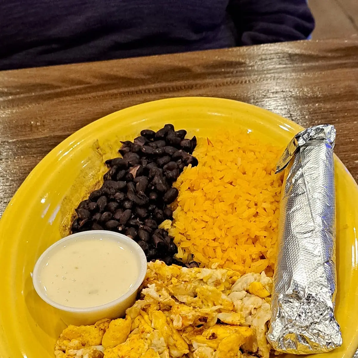 Scrambled Eggs w Chicken & Beans