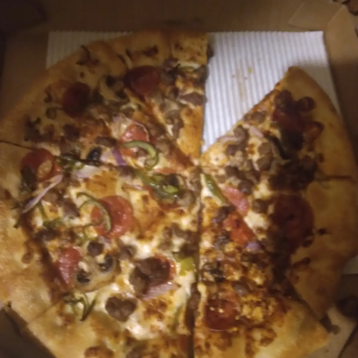 Supposed to Be Large Stuffed Crust Supreme Pizza