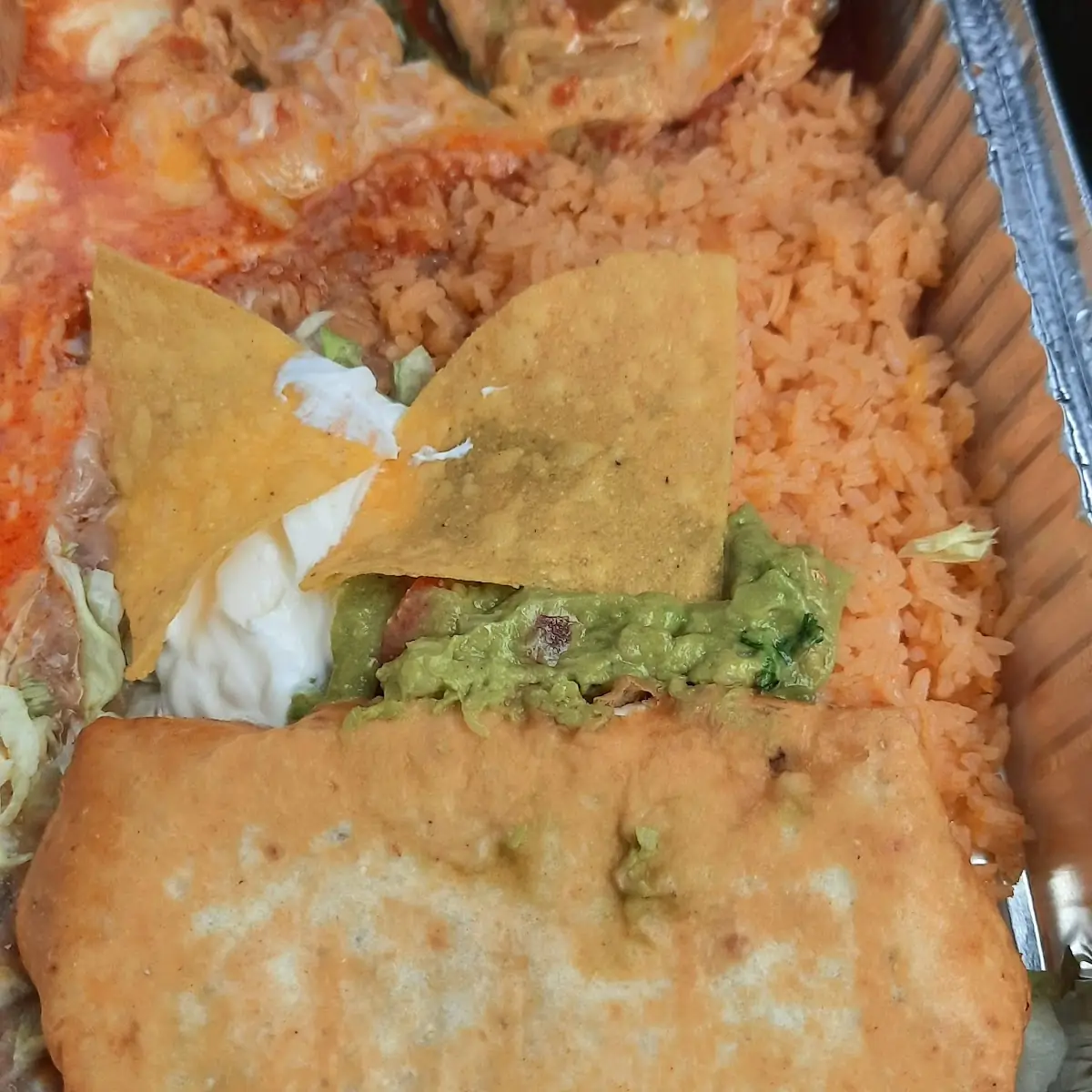 Chicken Enchilada with Beans and Rice