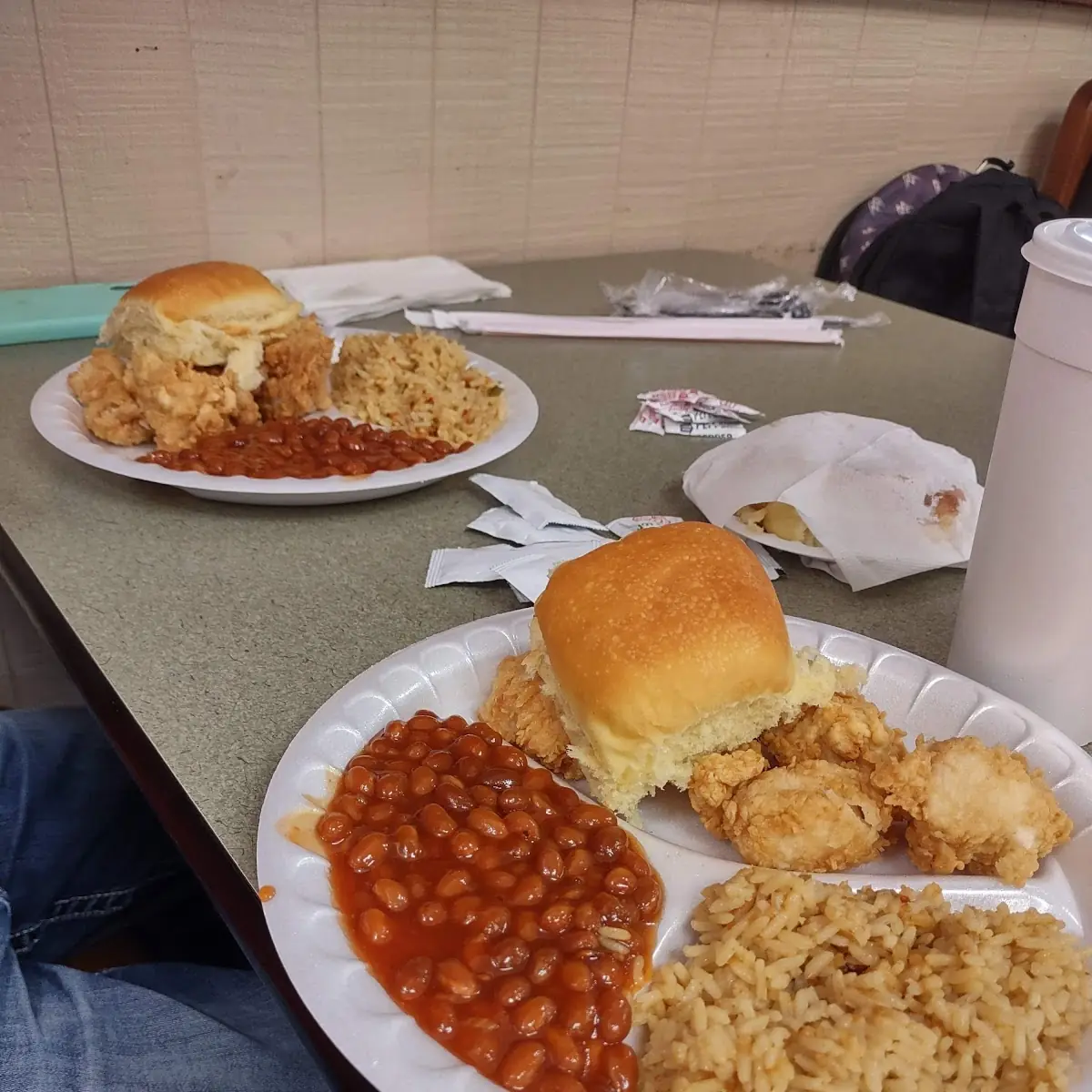Chicken Nuggets Baked Beans and Rice