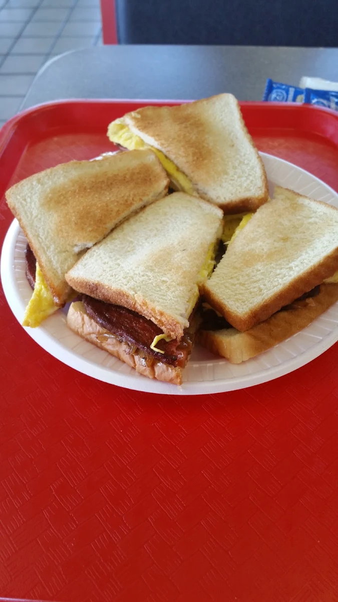 Fried Bologna and Eggs on Toast