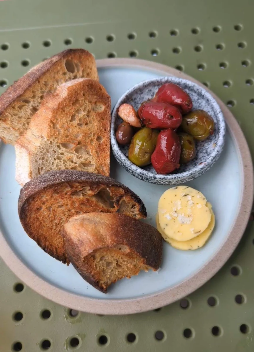 Olives and Sourdough Toast, Bruce Wine Bar
