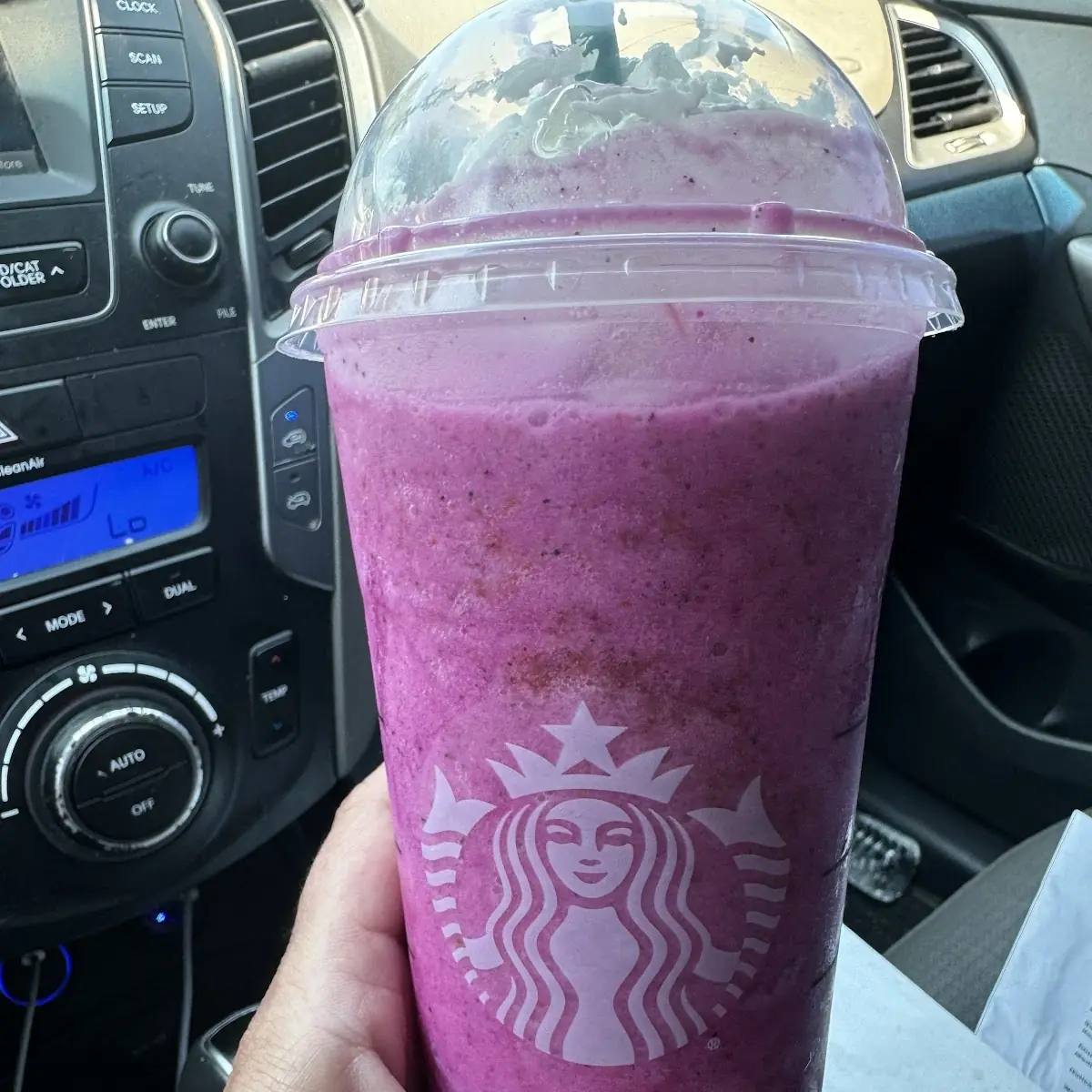 Dragon Fruit Mango Lemonade Blended with Strawberries and Cream