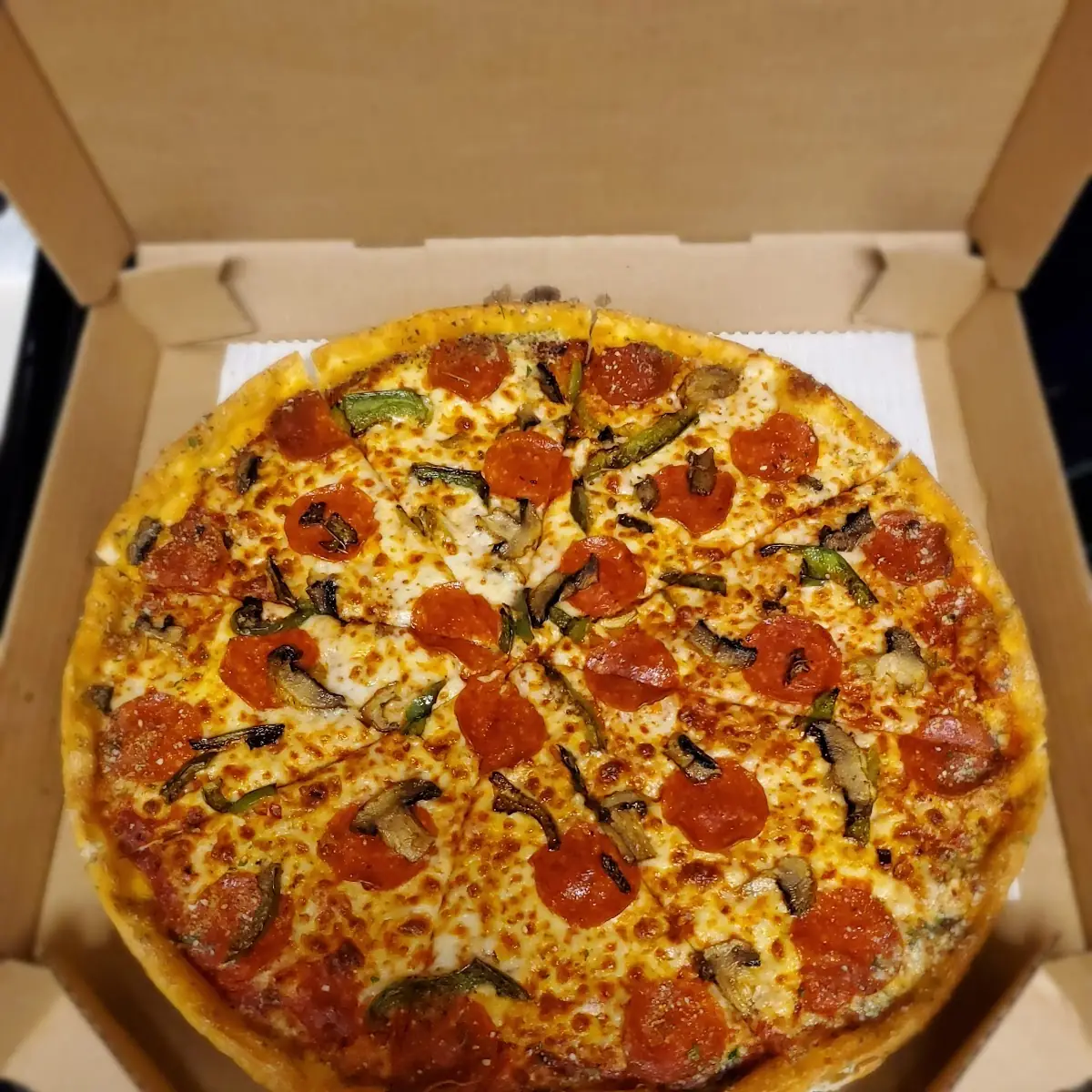 Pepperoni Green Peppers and Mushrooms