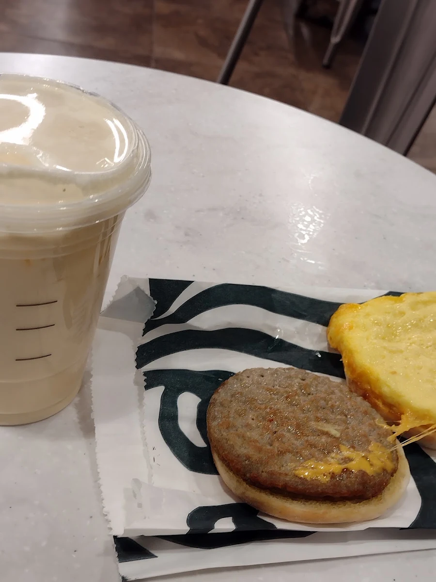 Pineapple Foam and Sausage Egg Breakfast Sandwich