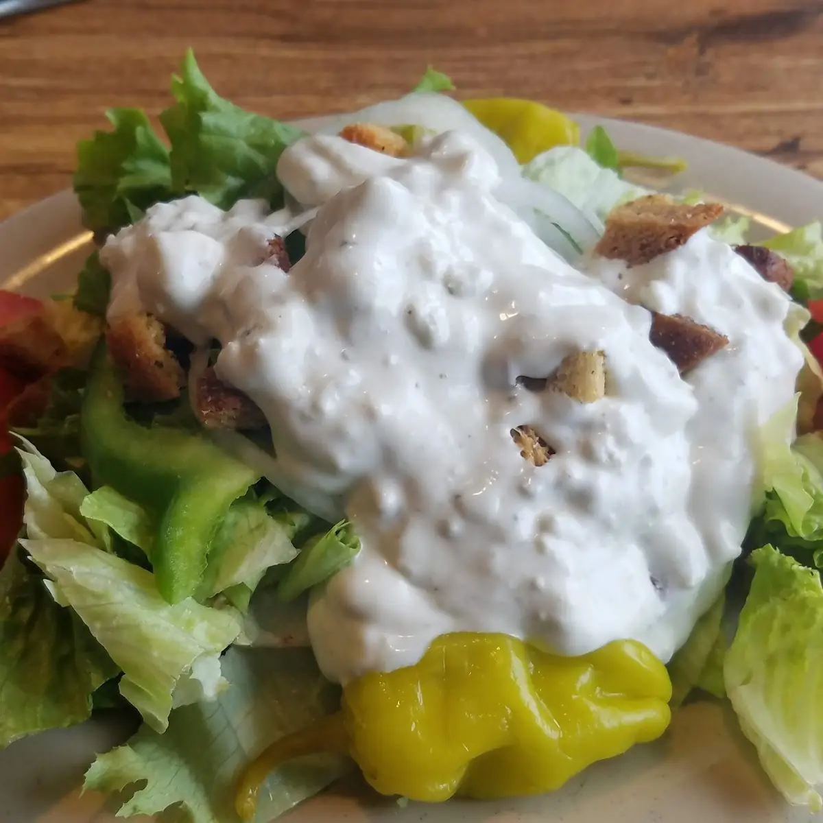 A Cold Crisp Side Salad with Chunky Blue Cheese Dressing