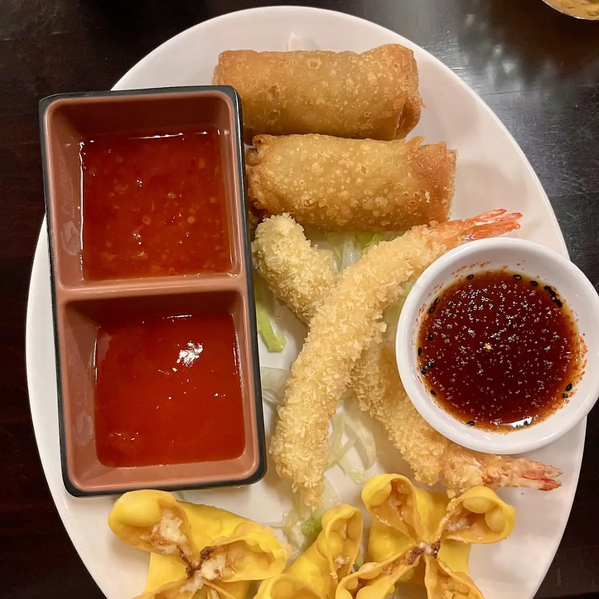 Crab Rangoons Egg Rolls Shrimp Tempura