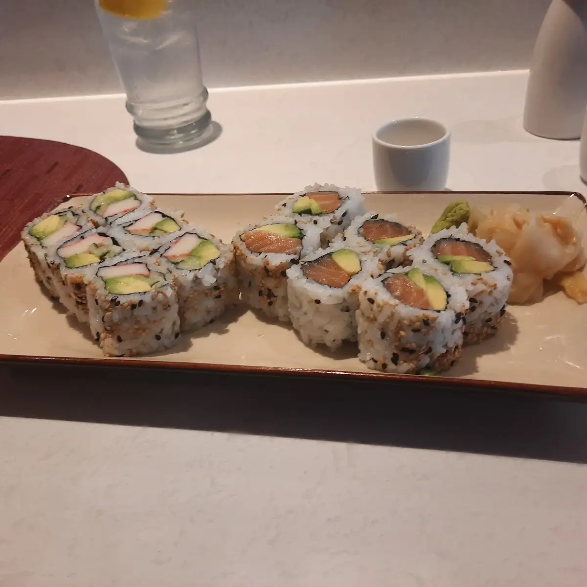 California Roll Left Salmon Roll Right