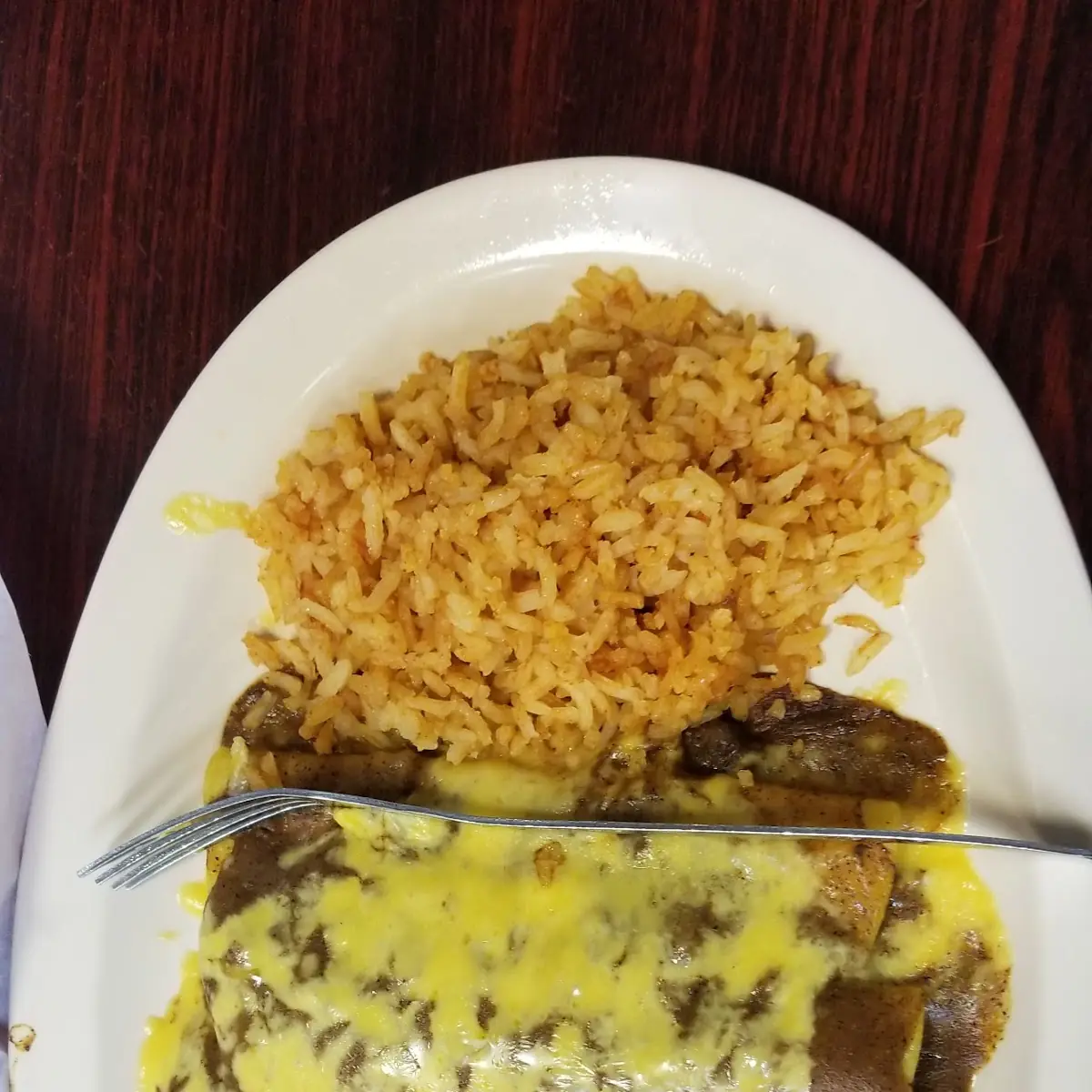 Beef Enchilada Plate Rice Beans 2 Tortillas