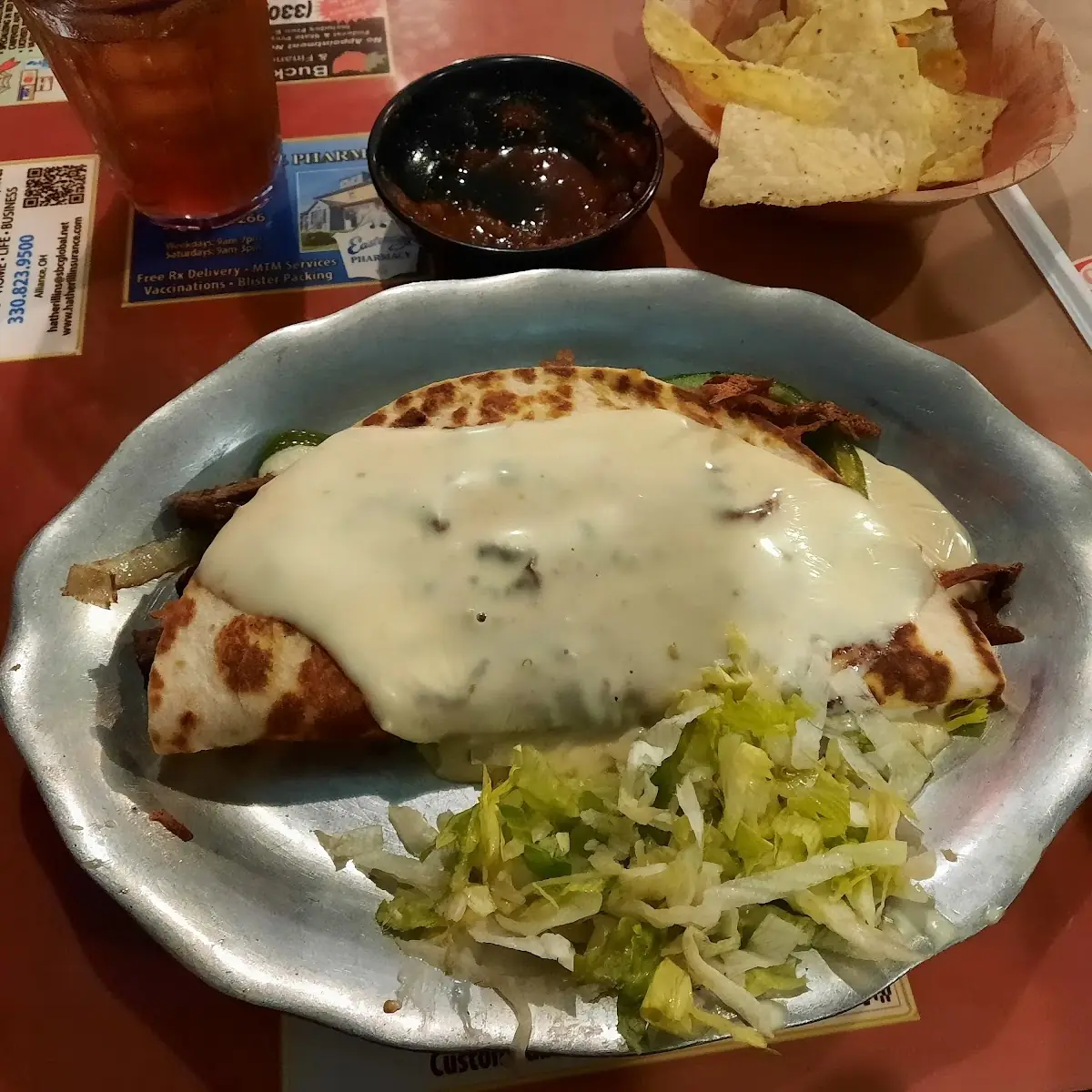 Large Steak Quesadilla with White Cheese Sauce