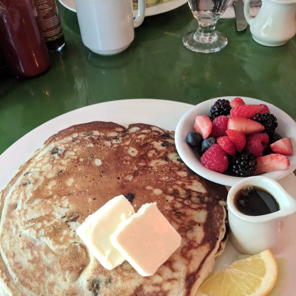 Blueberry Pancakes with Real Maple Syrup